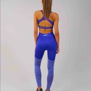 Gymshark Seamless High Waist Two-Tone Heather Blue Activewear Leggings Size M